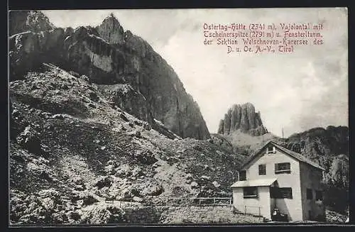 AK Ostertag-Hütte im Valojontal mit Tscheinerspitze
