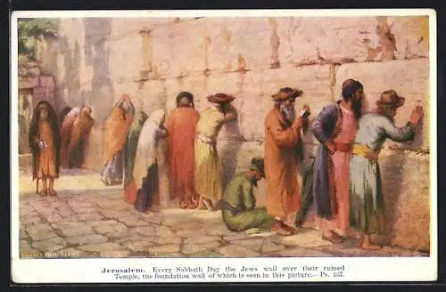 Künstler-AK Jerusalem, Juden an der Klagemauer