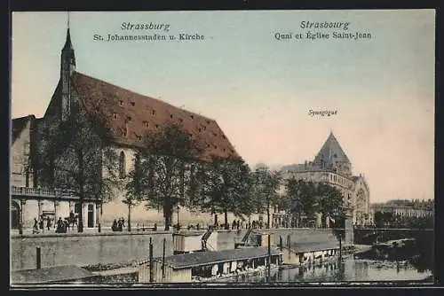 AK Strassburg, St. Johannesstaden mit Kirche und Synagoge