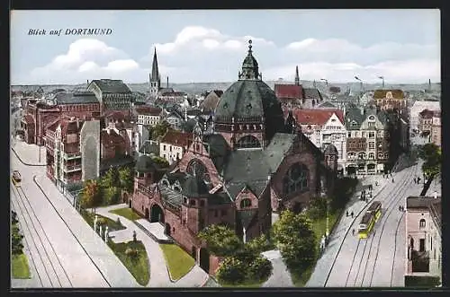 AK Dortmund, Totalansicht, Synagoge
