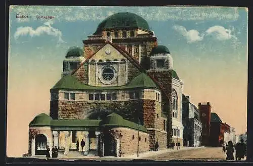 AK Essen, Frontansicht der Synagoge