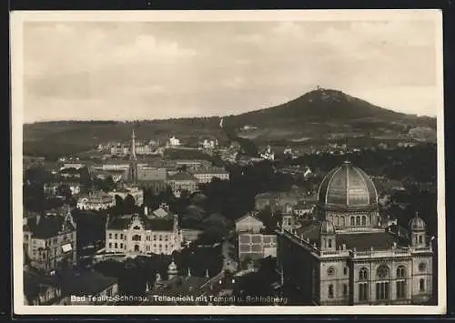 AK Bad Teplitz-Schönau, Teilansicht mit Synagoge u. Schlossberg