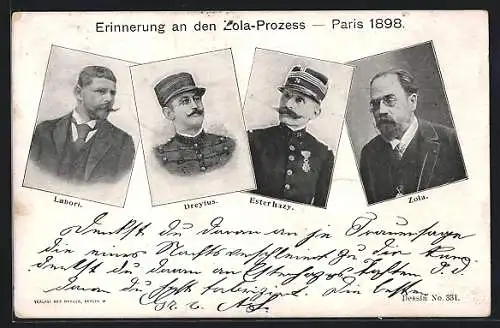 AK Affaire Dreyfus, Zola-Prozess 1898 in Paris, Esterhazy, Labori