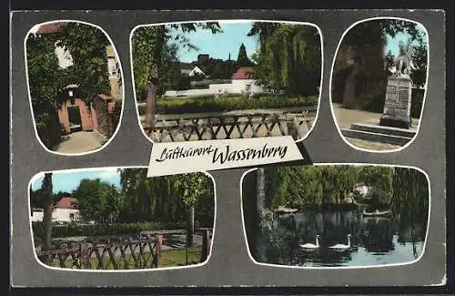 AK Wassenberg, Ortspartie, Denkmal, Uferpartie