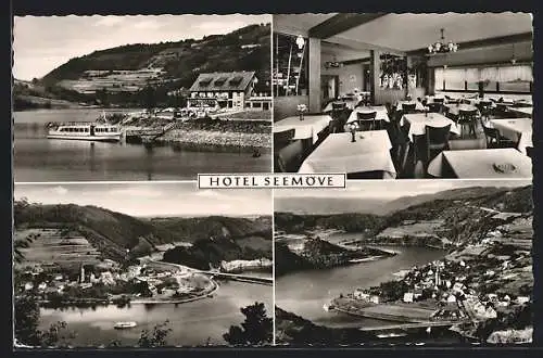 AK Einruhr /Eifel, Hotel-Pension Seemöwe, Innenansicht, Panorama
