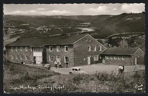 AK Schwammenauel-Rurberg /Eifel, Jugendherberge mit Blick auf den Rursee