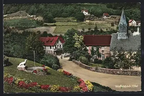 AK Woffelsbach /Eifel, Strassenpartie mit Kirche