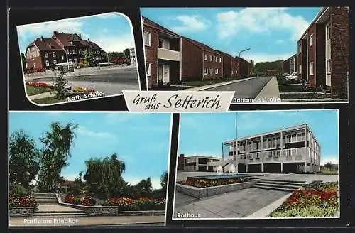 AK Setterich, Schule, Johannesstrasse, Friedhof, Rathaus