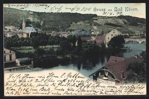 AK Bad Kösen, Uferpartie mit Restaurant Loreley