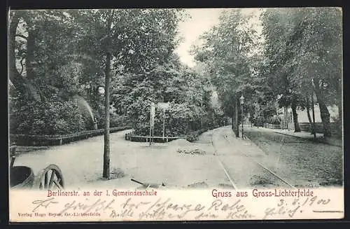 AK Gross-Lichterfelde, Berlinerstrasse an der 1. Gemeindeschule