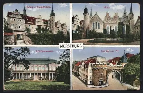 AK Merseburg, Das krumme Tor, Dom, Schlossgartensaal