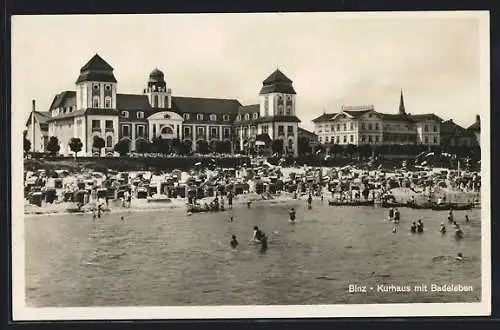 AK Binz, Kurhaus mit Badeleben