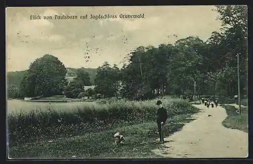 AK Berlin-Grunewald, Blick von Paulsborn auf Jagdschloss Grunewald