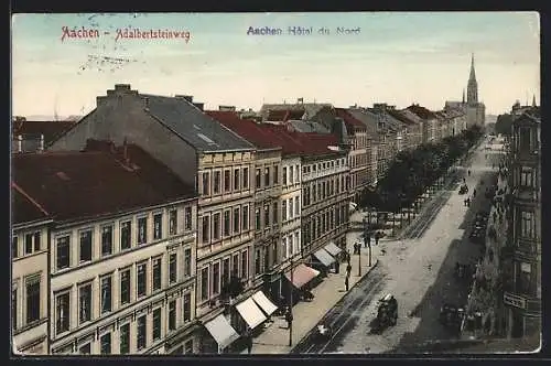 AK Aachen, Strasse Adalbertsteinweg mit Kirche aus der Vogelschau