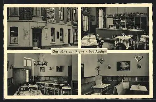AK Bad Aachen, Gaststätte zur Krone T. Jansen, Elsassstrasse 50, mit Innenansichten