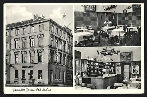 AK Bad Aachen, Gaststätte Willy Jennes, Jülicherstrasse 28, mit Innenansichten
