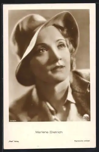 AK Schauspielerin Marlene Dietrich mit Hut