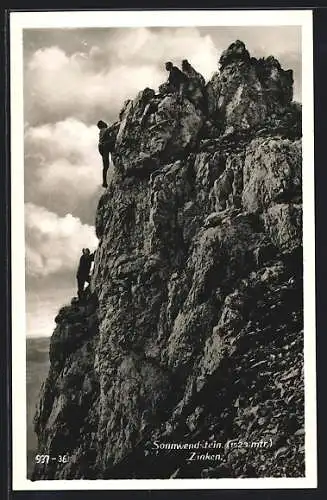 AK Bergsteiger auf dem Sonnwendstein am Zinken