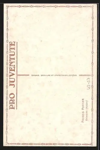 Künstler-AK Frau in Sonntagskleidung vor Kapelle, Pro Juventute