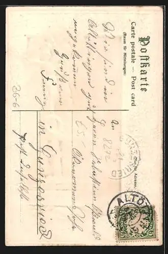 AK Frau mit Blumen am Flurkreuz