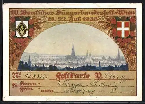 Künstler-AK Wien, 10. Deutsches Sängerbundesfest 1928, Panorama