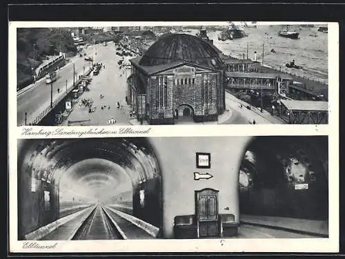 AK Hamburg-St. Pauli, Elbtunnel, Landungsbrücke