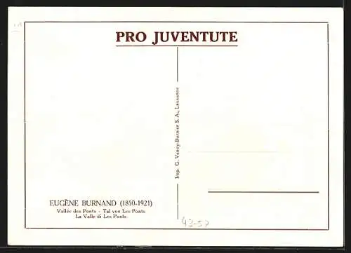 Künstler-AK Tal von Les Ponts, Pro Juventute