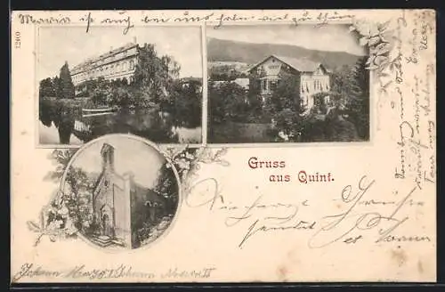 AK Quint, Villa, Gebäude mit Gewässer, Kirche