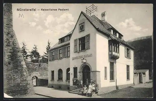 AK Münstereifel, Kaiserliches Postamt, mit Mauer und Tor