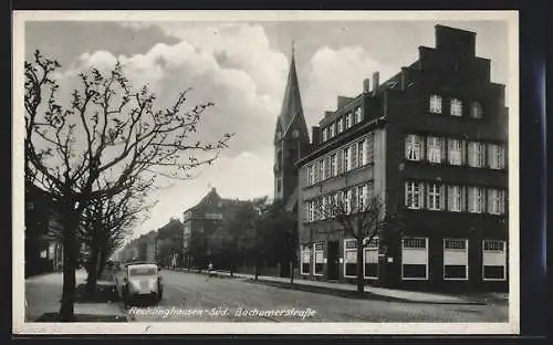 AK Recklinghausen-Süd, Bochumerstrasse mit Kirche