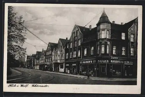 AK Hüls / Marl, Victoriastrasse mit Kaisers Kaffee-Geschäft