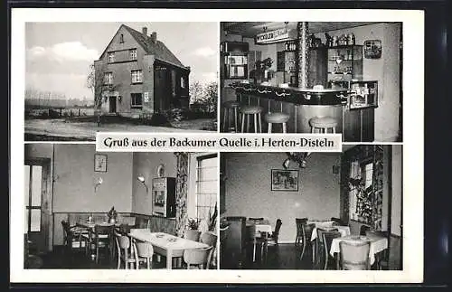 AK Herten-Disteln, Gasthaus Backumer Quelle, Kirchstrasse 64, Innenansichten