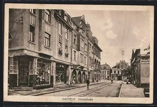 AK Datteln, Hohestrasse mit Geschäften