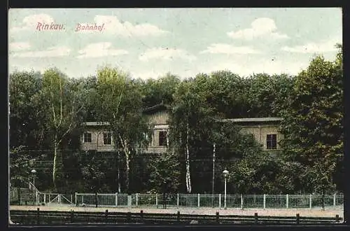 AK Rinkau, Ansicht vom Bahnhof