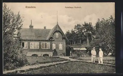 AK Graudenz, Forsthaus Rudnick mit Garten