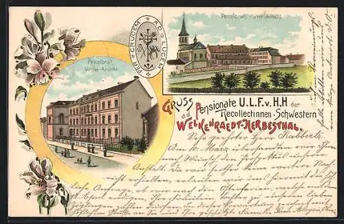 Lithographie Welkenraedt-Herbesthal, Pensionat U. L. F. v. H. H. der Recollectinnen-Schwestern