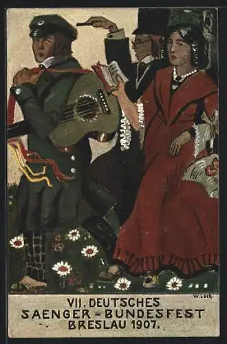 Künstler-AK Breslau, VII. Deutsches Sänger-Bundesfest 1907