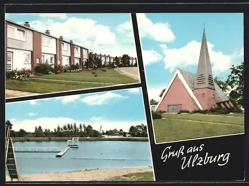 AK Ulzburg, Kirche, Strandbad, Strassenpartie