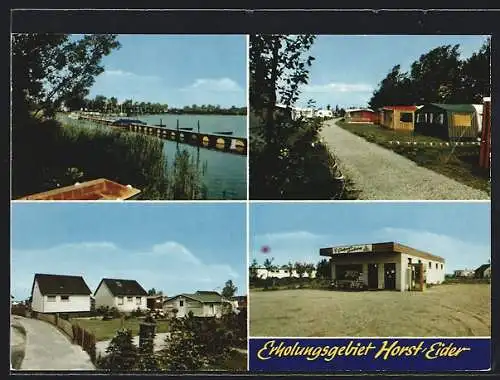 AK Hennstedt / Dithmarschen, Campingplatz Horst an der Eider, Einkaufszentrum, Wohnsiedlung