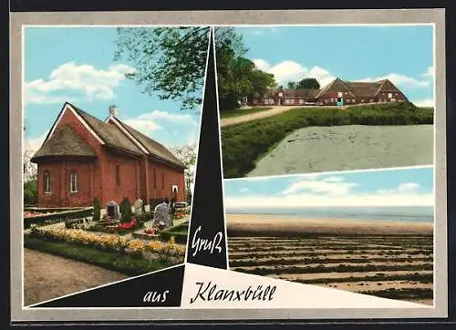 AK Klanxbüll, Kirche mit Friedhof, Ortspartien