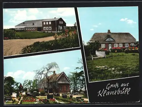 AK Klanxbüll, Friedhof mit Kirche, Gebäudeansichten