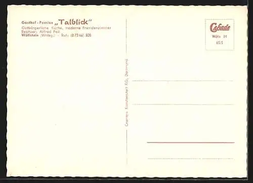 AK Wöllstein / Württ., Gasthof-Pension Talblick, Innenansichten