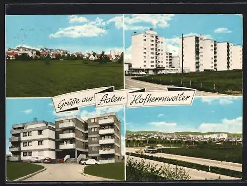 AK Aalen-Hofherrnweiler, Wohnhaus, Hochhäuser, Strassenpartie