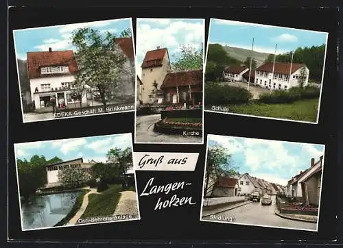 AK Langenholzen, Edeka Geschäft M. Brinkmann, Siedlung, Schule