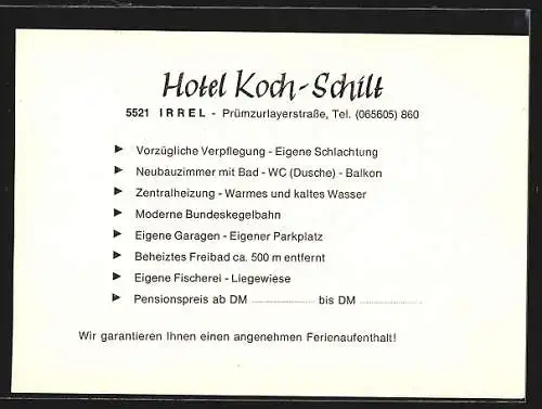 AK Irrel, Hotel Koch-Schilt, Prümzurlayerstrasse