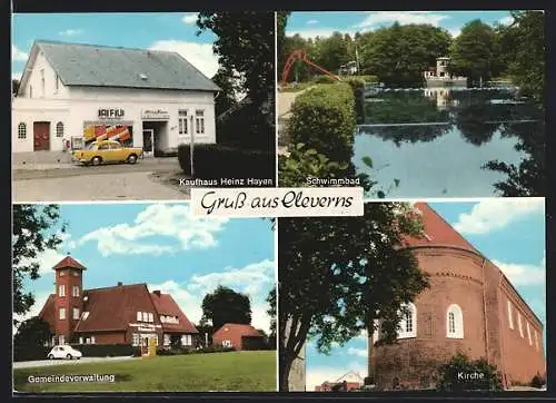 AK Cleverns, Kaufhaus Heinz Hayen, Schwimmbad, Gemeindeverwaltung