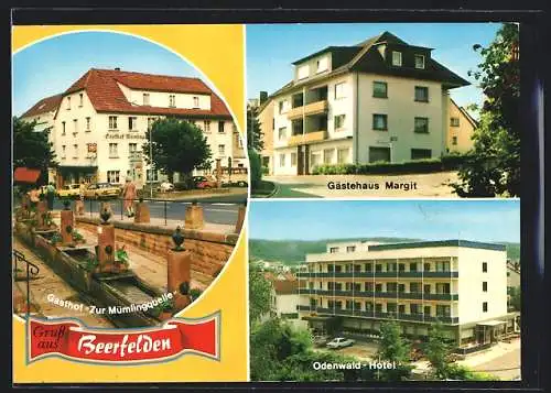 AK Beerfelden, Gasthof Zur Mümlingquelle, Gästehaus Margit, Odenwald-Hotel
