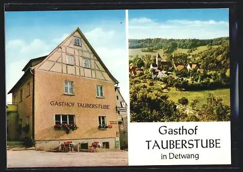 AK Detwang, Gasthof Tauberstube, Ortsansicht