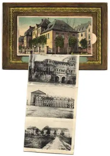 Leporello-AK Trèves, Caserne, Porta Nigra, Rue du Pont, Liebhaus