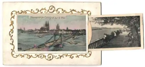 Leporello-AK Köln a. Rhein, Ortsansicht mit Dom und Rheindampfern